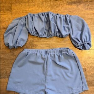 SHEIN Light Blue Elastic Waistband Shorts